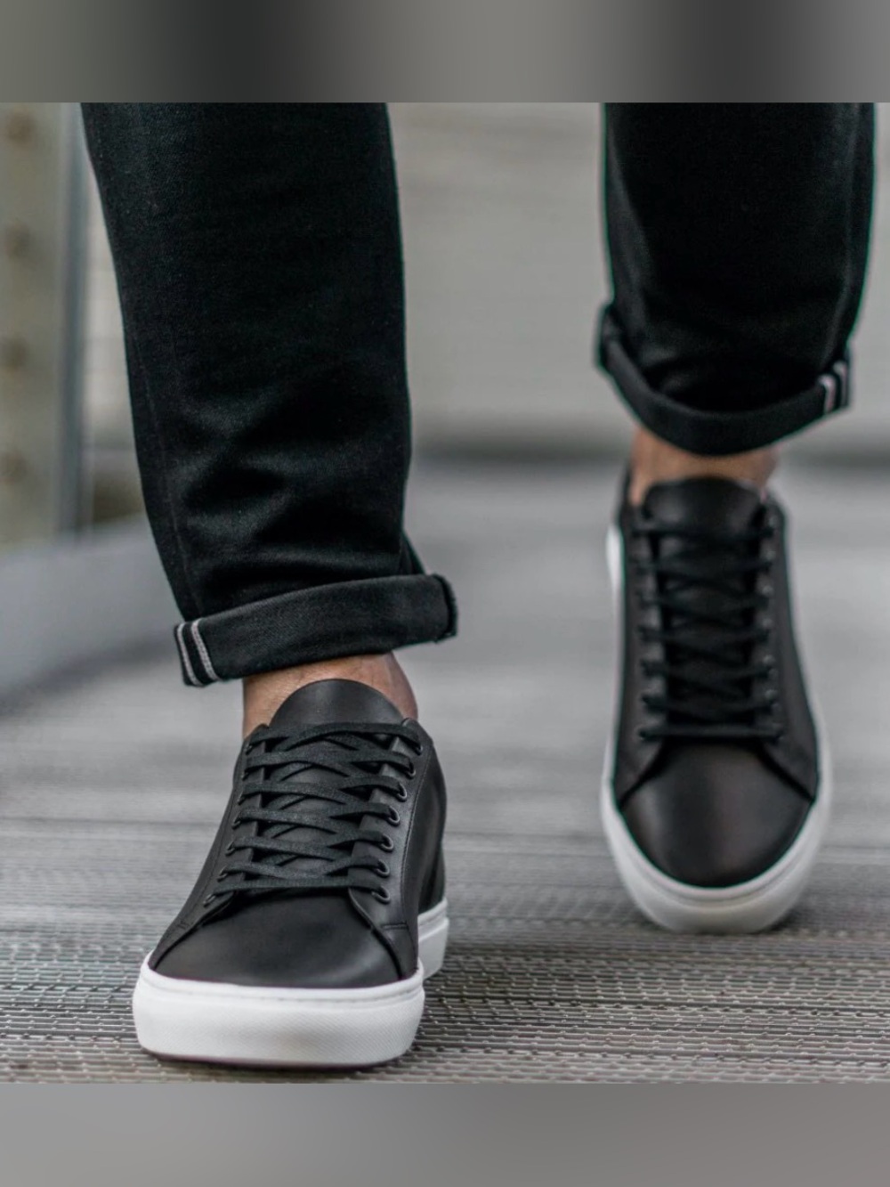Thursday Boot Company Black Leather Sneakers with White Sole